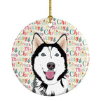 Siberian Husky Black and White #1 Christmas Ceramic Ornament