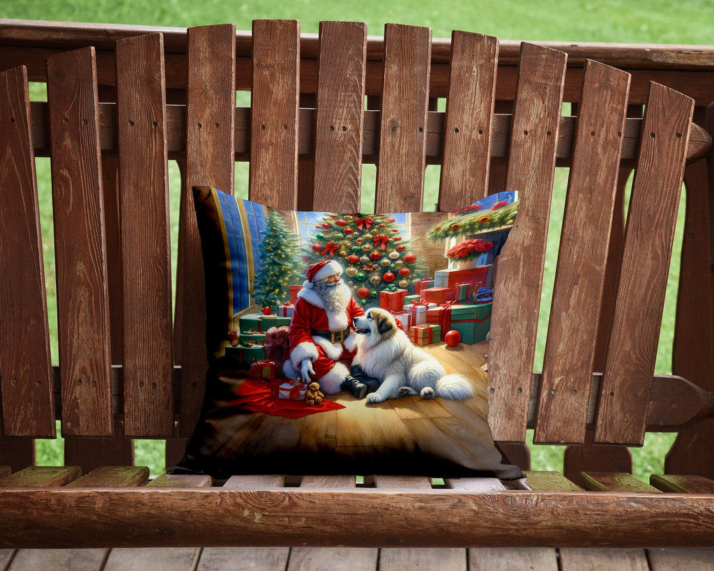 Great Pyrenees and Santa Claus Throw Pillow