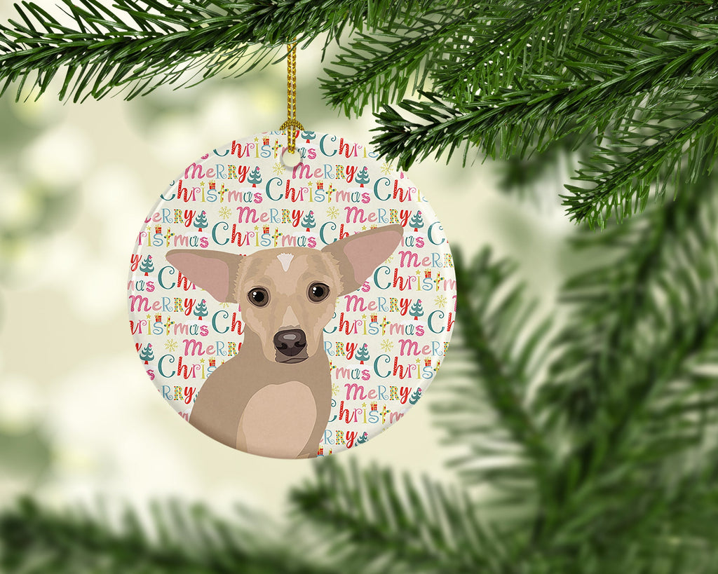 Chihuahua Silver Christmas Ceramic Ornament
