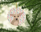 Chihuahua Silver Christmas Ceramic Ornament