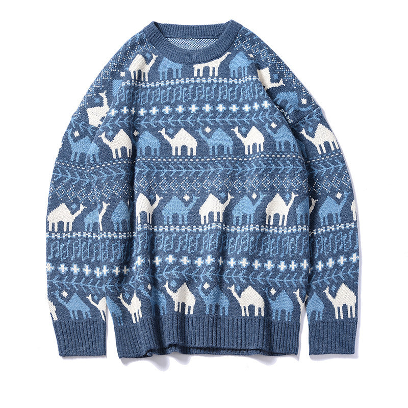 Men's Round Neck Loose Fit Knitted Sweater