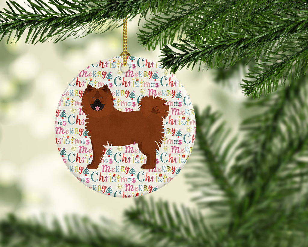 Eurasier Merry Christmas Ceramic Ornament