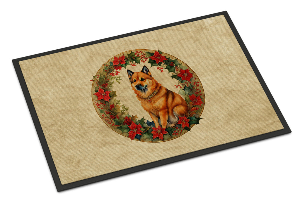 Finnish Spitz Christmas Flowers Doormat