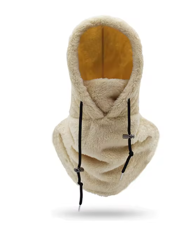 Sherpa Ski Hat with Windproof Neck Warmer (One Piece) | Embroidered Cap