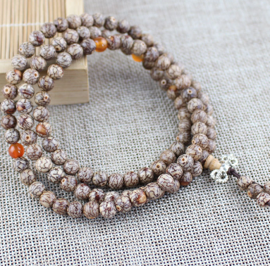 Tibetan Bodhi 108 Bead Star and Moon Prayer Bracelet