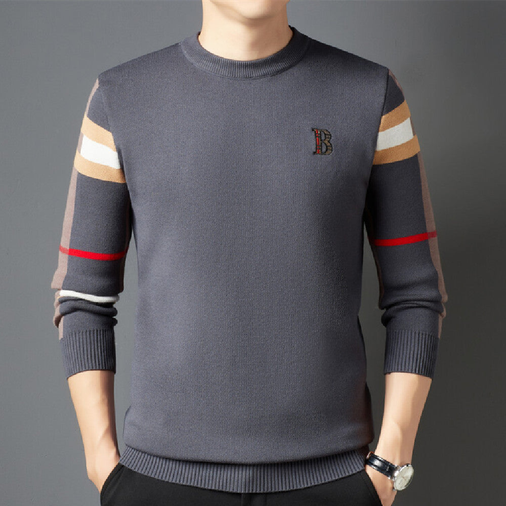 Men's Thin Color-Blocked Knit Base Layer Sweater