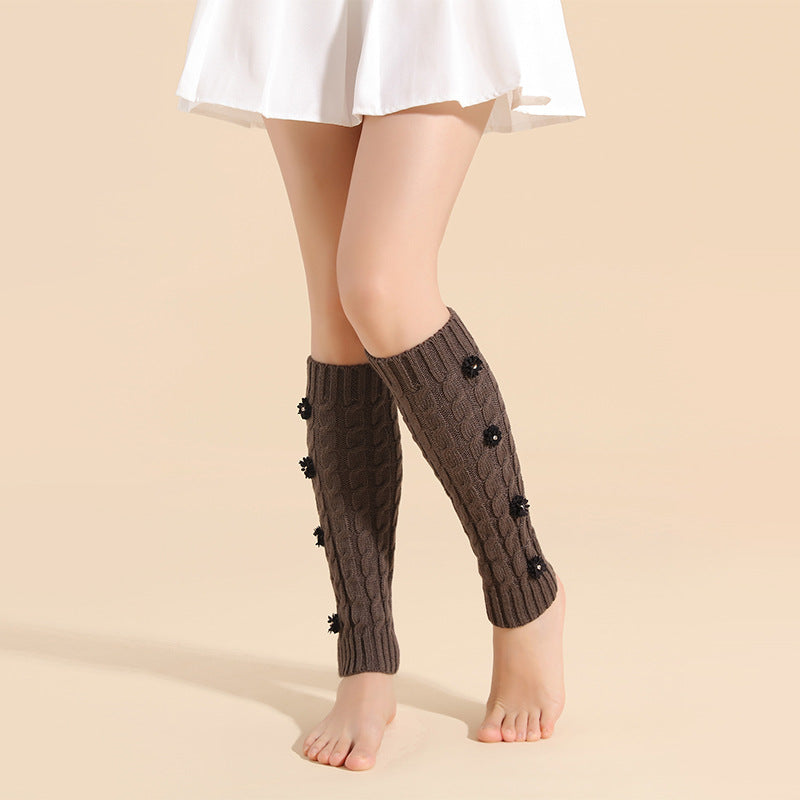 Sweet Knitted Winter Christmas Flower Sock Warmers