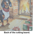 Dachshund Cozy Christmas Glass Cutting Board