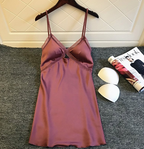 Lace-Trim Satin Chemise Nightgown