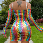 CS11 Rainbow Color Lingerie and Skirt Set (3 Pieces)