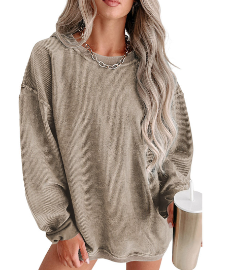 Oversized Solid Color Pullover in Leisure Style | Streetwear