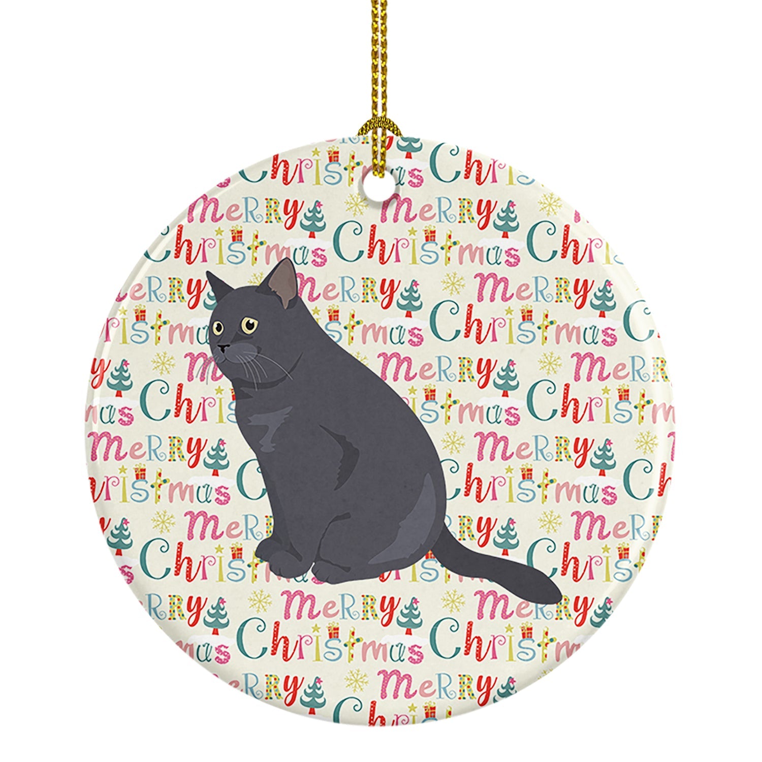British Shorthair Cat Christmas Ceramic Ornament