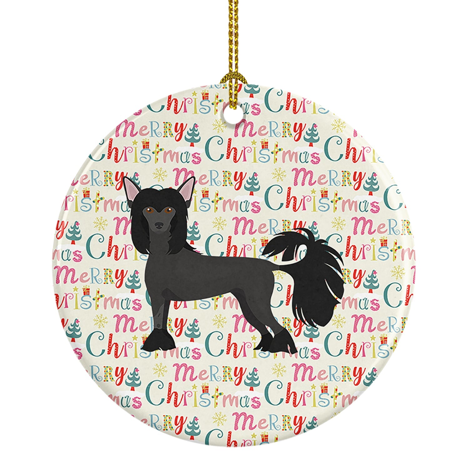 Chinese Crested #1 Merry Christmas Ceramic Ornament