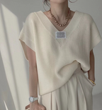 Korean Style Women's V-neck Loose Pullover Sweater | Streetwear