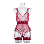 New Lace Mesh Bodysuit with Stockings for Women