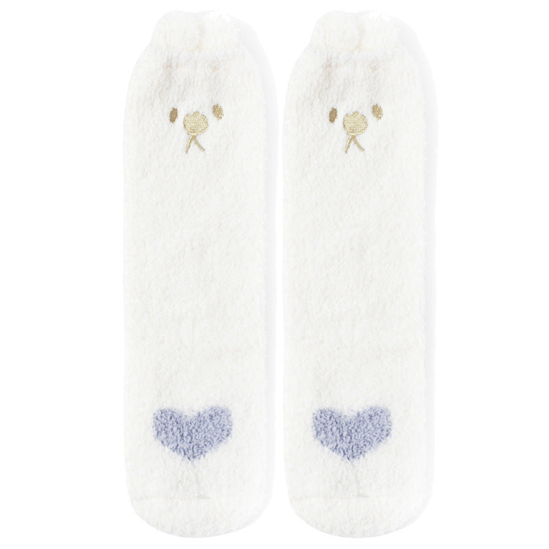 Home Coral Fleece Velvet Towel Floor Sleep Socks