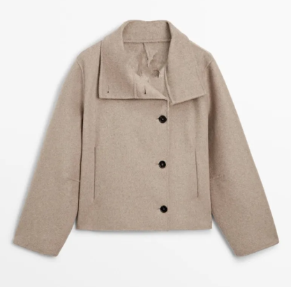 Wool Blend Turtleneck Coat Single Breasted Casual