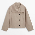 Wool Blend Turtleneck Coat Single Breasted Casual
