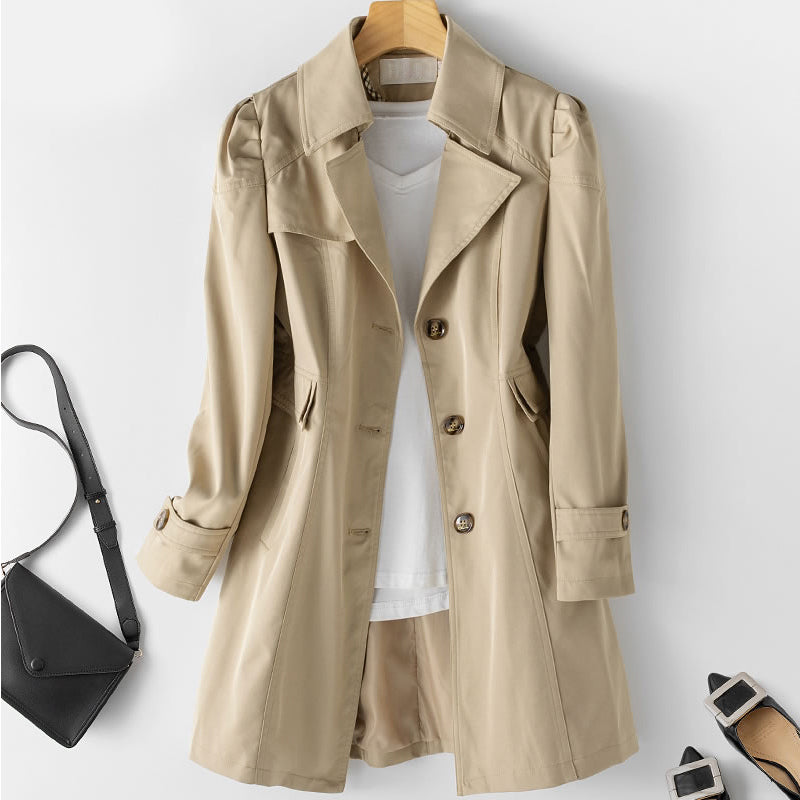 Korean Style Slim Long Women's Trench Coat for Spring/Fall