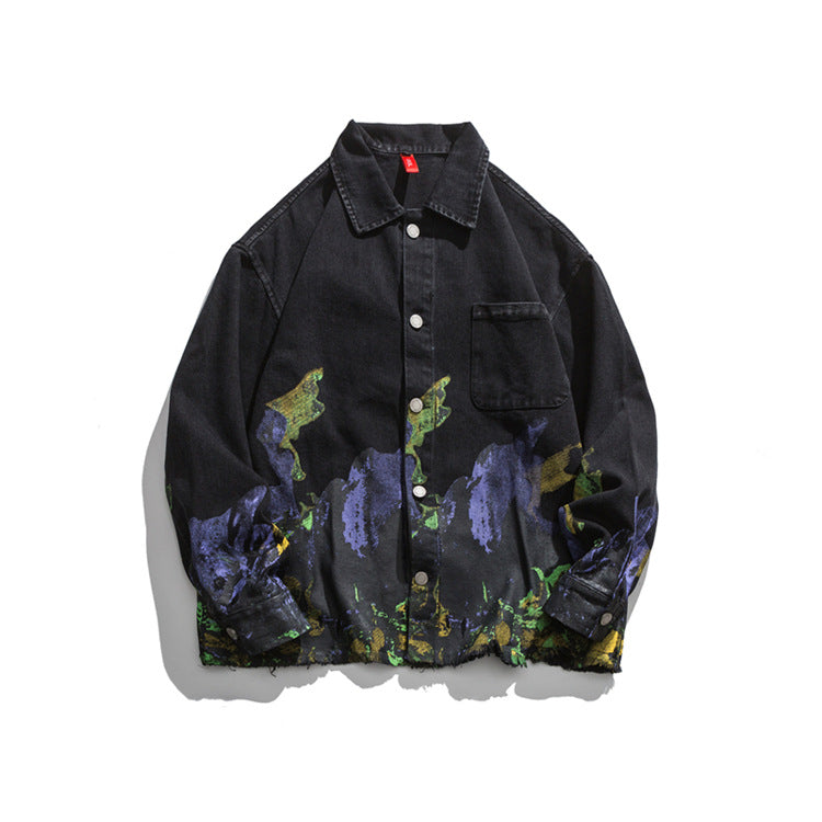 Retro Oil Painting Print Loose Work Jacket