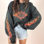 Women's Round Neck Printed Long Sleeve Sweater Coat