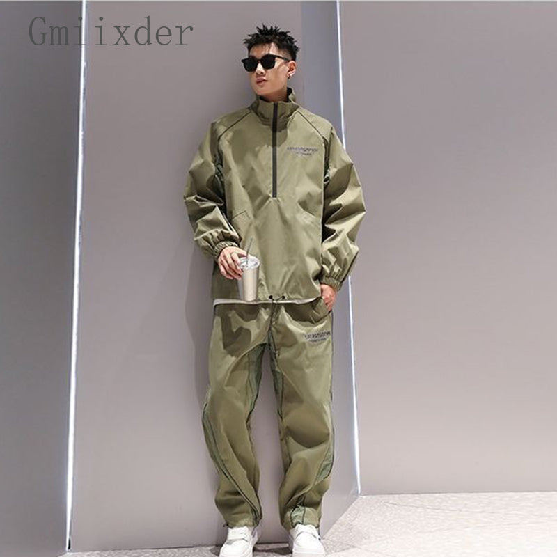 Trendy Reflective Stand Collar Pullover Jacket for Men | Streetwear