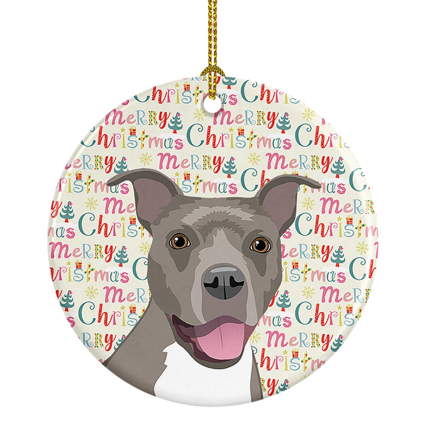 Pit Bull Blue #1 Christmas Ceramic Ornament
