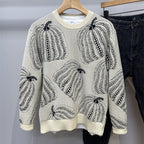 Men's Color Matching Jacquard Crew Neck Sweater