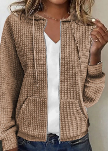 Women's Long Sleeve Zipper Hooded Cardigan Sweater