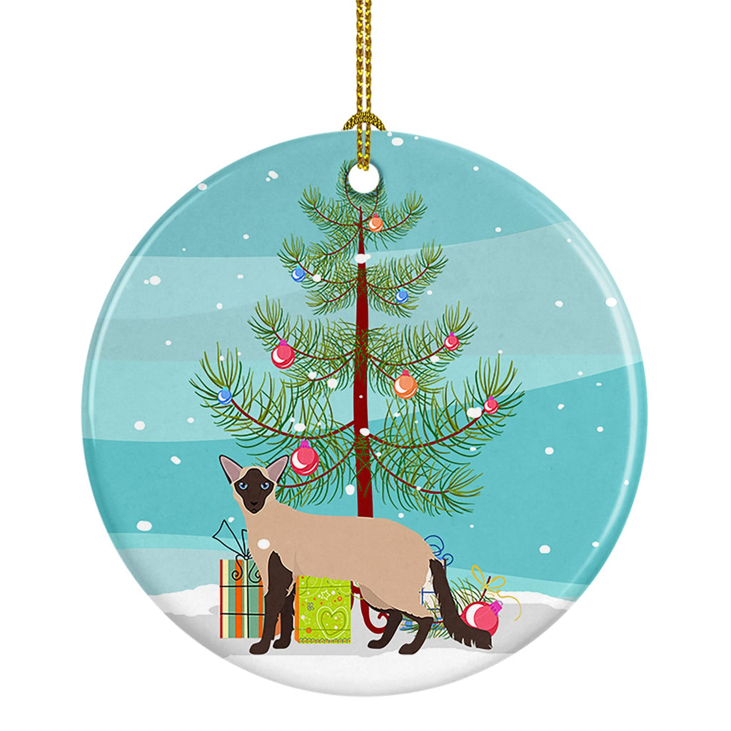 Colorpoint Longhair Cat Christmas Ceramic Ornament