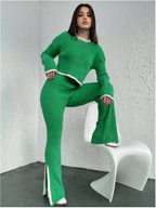 Women's Color Block Knitted Sweater Set
