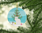 Asian Semi Longhaired Cat Christmas Ceramic Ornament
