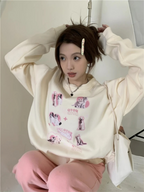 ADAgirl Kawaii Dog Print Oversized Hoodie for Women