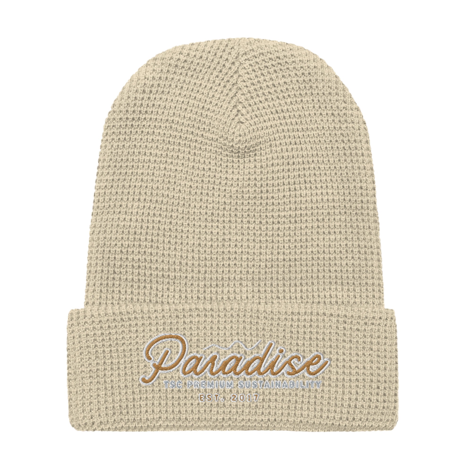 Premium Paradise Waffle Beanie | Embroidered Cap