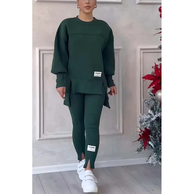 Women's Long-sleeved Printed Sweater Leggings Suit