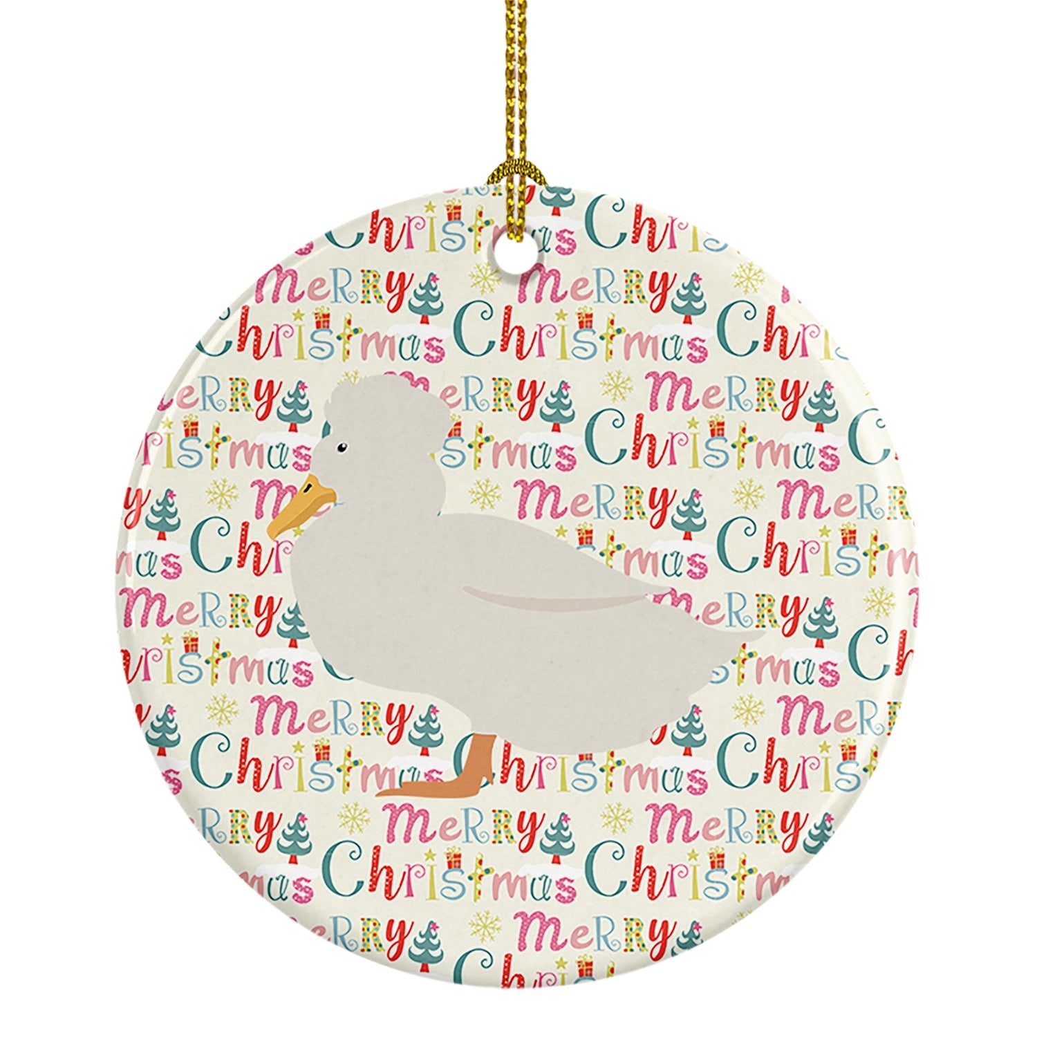 Crested Duck Christmas Ceramic Ornament