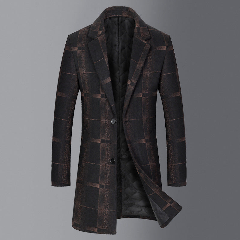 Men's Mid-Length Slim Fit Wool Coat