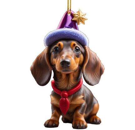Cute Cartoon Dog Ornament for Christmas Home Decor (One Set)