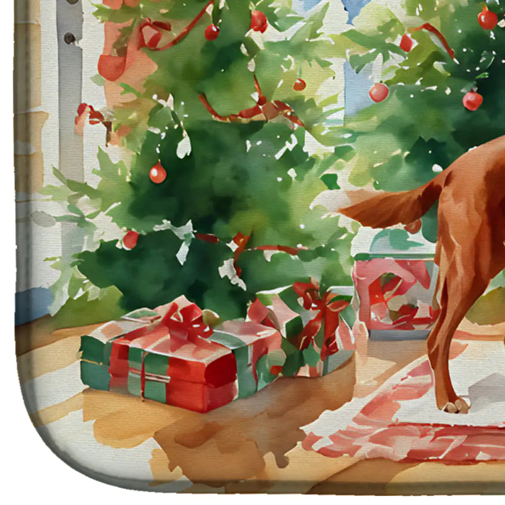 Redbone Coonhound Christmas Cookies Dish Drying Mat