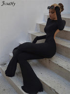 Solid Color Slim Fit Long Sleeve Open Back Bodysuit