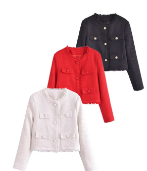 WOLFF Elegant Cropped Jacket with Pocket Detail (One Piece)