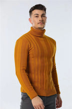 Men's Casual High-neck Striped Warm Sweater