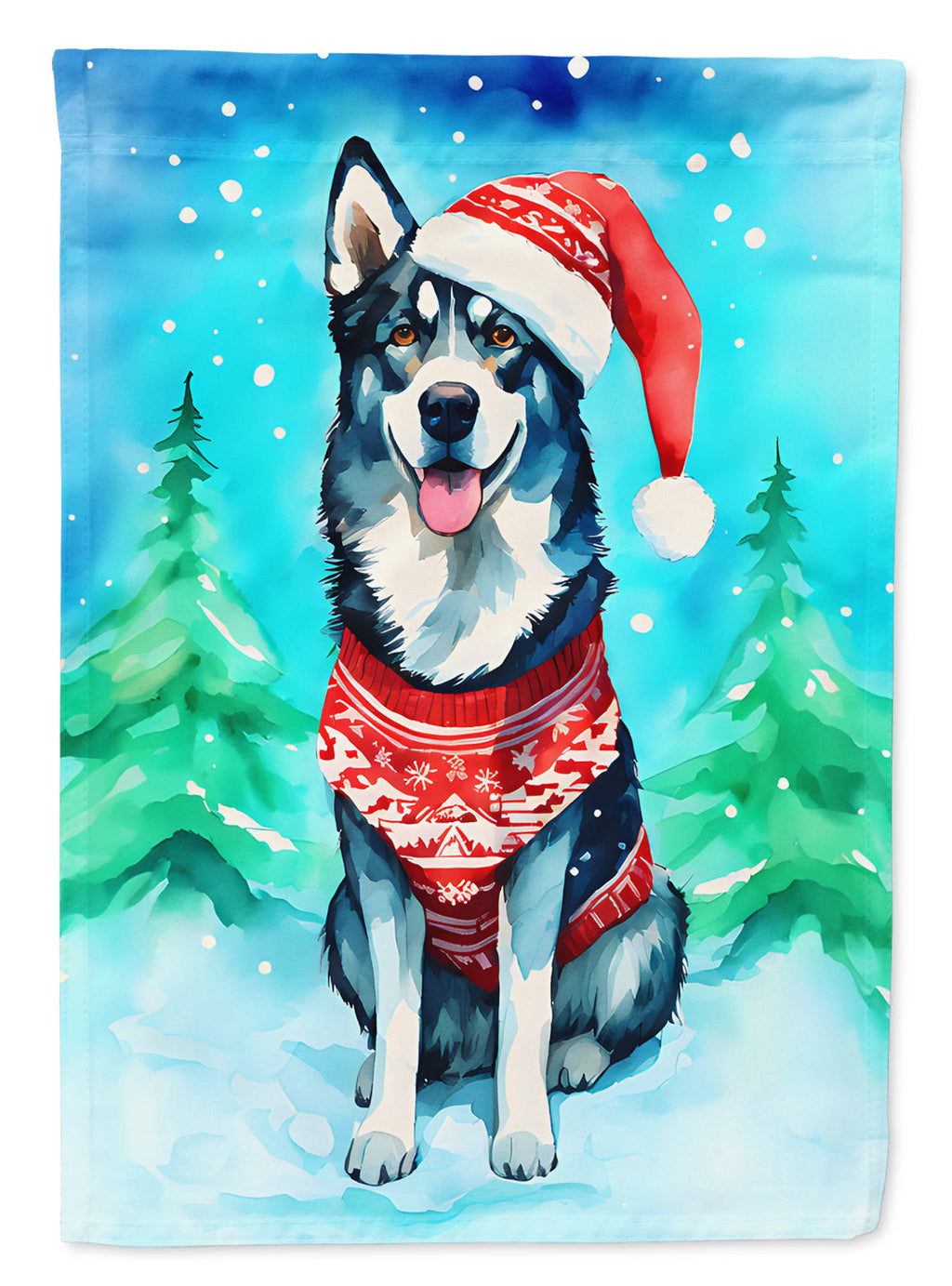 Siberian Husky Christmas House Flag