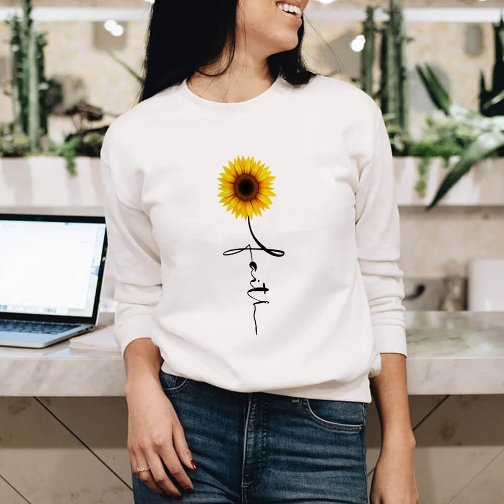 Fashionable Faith Sunflower Sweatshirt for Women | Streetwear