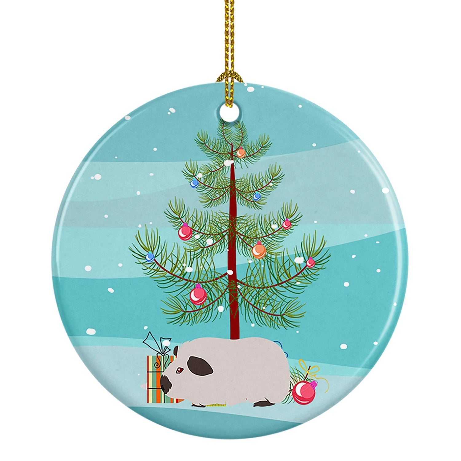 Himalayan Guinea Pig Merry Christmas Ceramic Ornament