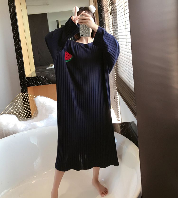 Korean Style Cute Pineapple Nightgown with Long Sleeves