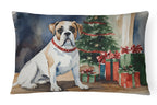 White Boxer Christmas Throw Pillow