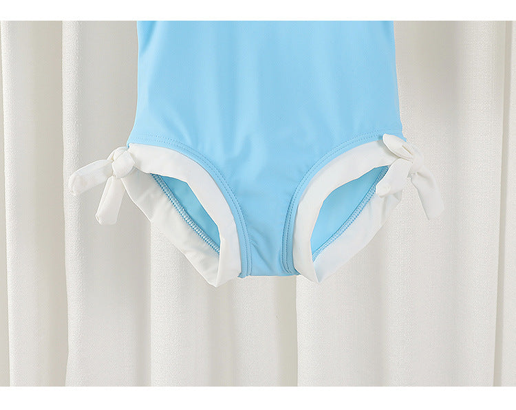 3Pcs Girls Bikini Set with Ruffle Skirt and Caps