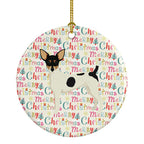 Toy Fox Terrier Merry Christmas Ceramic Ornament