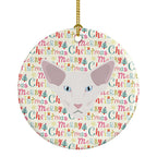 Oriental Longhair Cat Christmas Ceramic Ornament